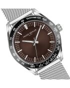 Reloj Maggiore de malla metálica plateada/marrón para hombre
