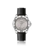 Reloj Seeberg para hombre de piel negra y gris con costuras lisas y acolchadas