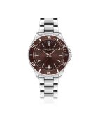 Reloj St. Moritz de malla fina plateado/marrón para hombre