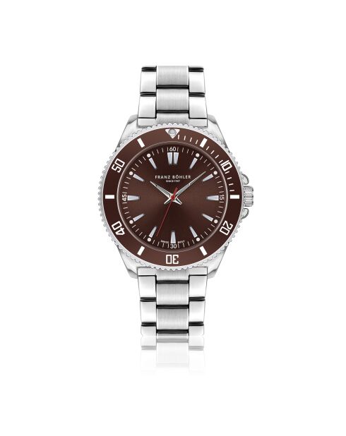 Reloj St. Moritz de malla fina plateado/marrón para hombre