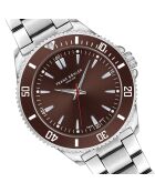 Reloj St. Moritz de malla fina plateado/marrón para hombre