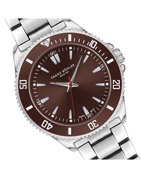 Reloj St. Moritz de malla fina plateado/marrón para hombre