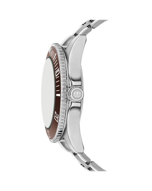 Reloj St. Moritz de malla fina plateado/marrón para hombre
