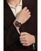 Reloj St. Moritz de malla fina plateado/marrón para hombre