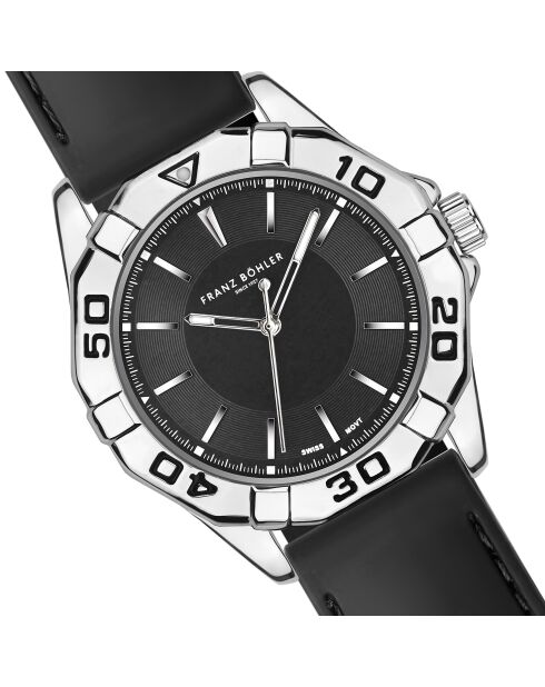 Reloj Totensee negro y plateado de caucho acolchado y con costuras lisas para hombre
