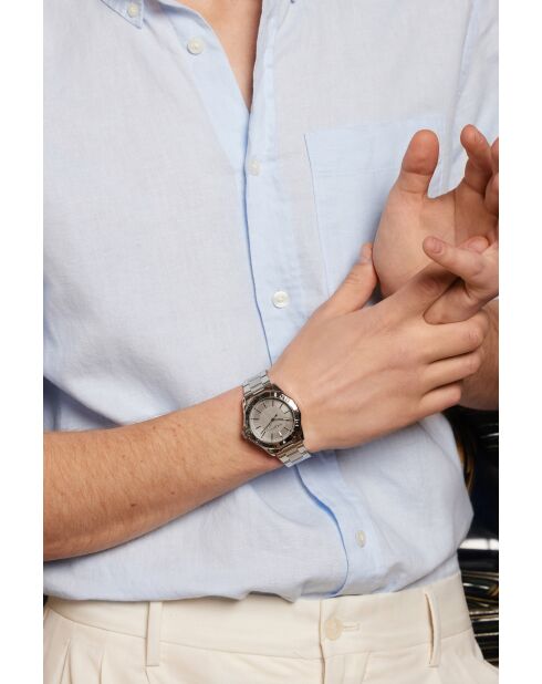 Reloj Seeberg de malla fina plateado/gris para hombre
