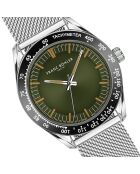 Reloj Greifensee de malla metálica plateado/verde oscuro para hombre