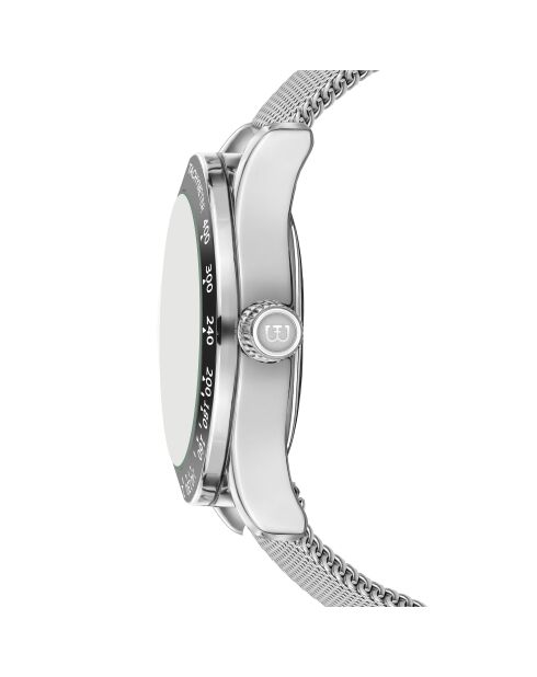 Reloj Greifensee de malla metálica plateado/verde oscuro para hombre
