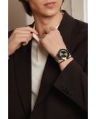 Reloj Greifensee de malla metálica plateado/verde oscuro para hombre
