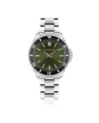 Reloj Baldegg de malla fina plateado/verde para hombre