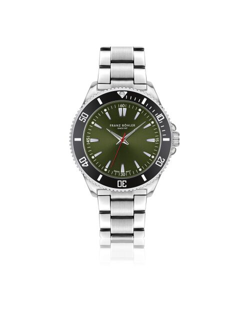 Reloj Baldegg de malla fina plateado/verde para hombre