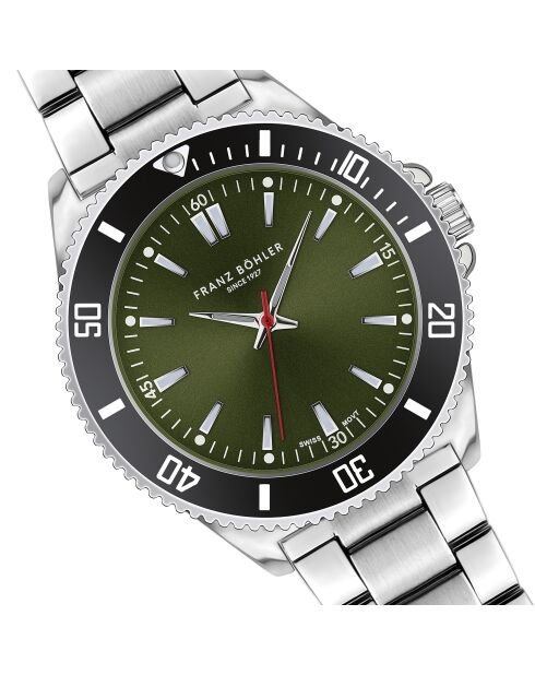 Reloj Baldegg de malla fina plateado/verde para hombre