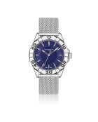 Reloj Schwarzsee de malla metálica plateada/azul para hombre
