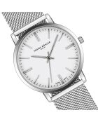 Reloj Bannalp de malla metálica plateada/blanca para hombre
