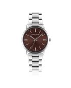 Reloj Lungern de malla fina plateado/marrón para hombre