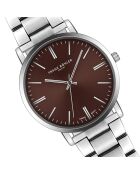 Reloj Lungern de malla fina plateado/marrón para hombre