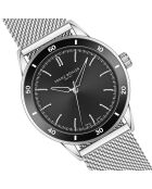 Reloj Katzensee de malla metálica plateada/negra para hombre