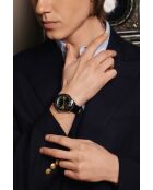 Reloj Baldegg para hombre de piel negra y verde con costuras lisas y acolchadas