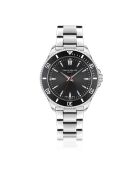Reloj Hallwil de malla fina plateada/negra para hombre