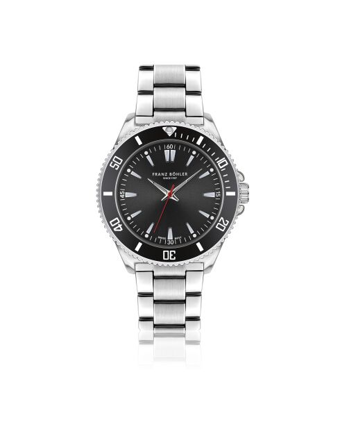 Reloj Hallwil de malla fina plateada/negra para hombre