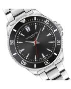 Reloj Hallwil de malla fina plateada/negra para hombre