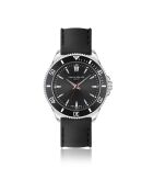 Reloj Hallwil para hombre de caucho acolchado y con costuras lisas en negro/plata