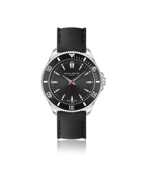 Reloj Hallwil para hombre de caucho acolchado y con costuras lisas en negro/plata