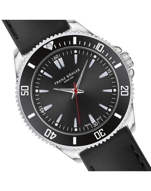 Reloj Hallwil para hombre de caucho acolchado y con costuras lisas en negro/plata