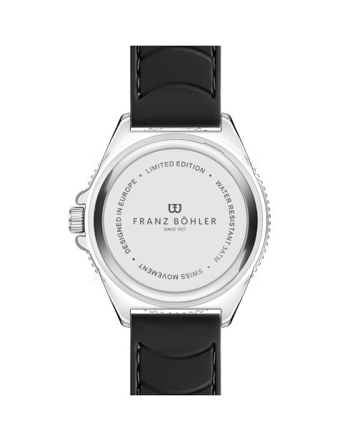 Reloj Hallwil para hombre de caucho acolchado y con costuras lisas en negro/plata