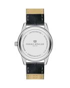 Reloj para hombre acolchado y cosido liso en piel de cocodrilo Tanay en blanco y negro