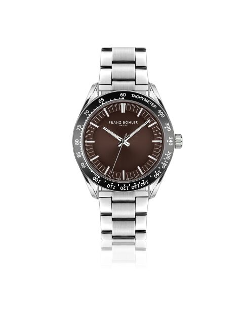 Reloj Maggiore de malla fina plateado/marrón para hombre