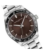 Reloj Maggiore de malla fina plateado/marrón para hombre