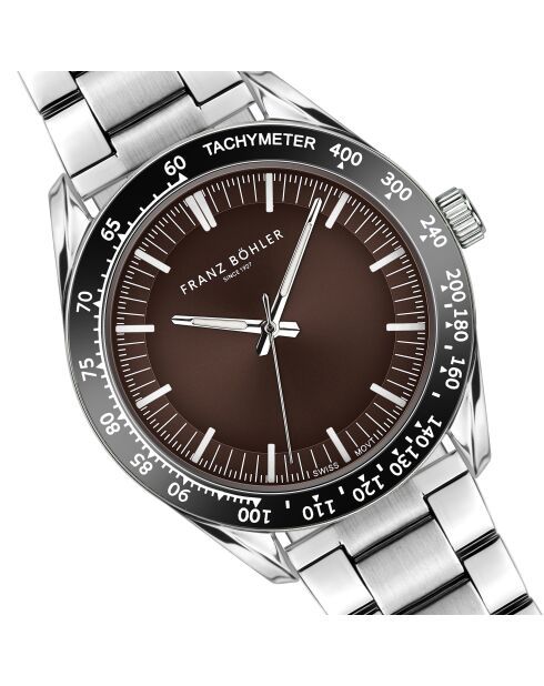 Reloj Maggiore de malla fina plateado/marrón para hombre