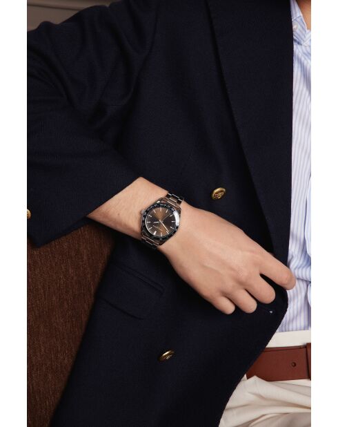 Reloj Maggiore de malla fina plateado/marrón para hombre