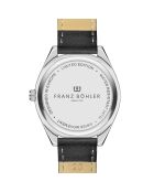 Reloj para hombre de piel Maggiore negra y marrón con costuras lisas y acolchadas
