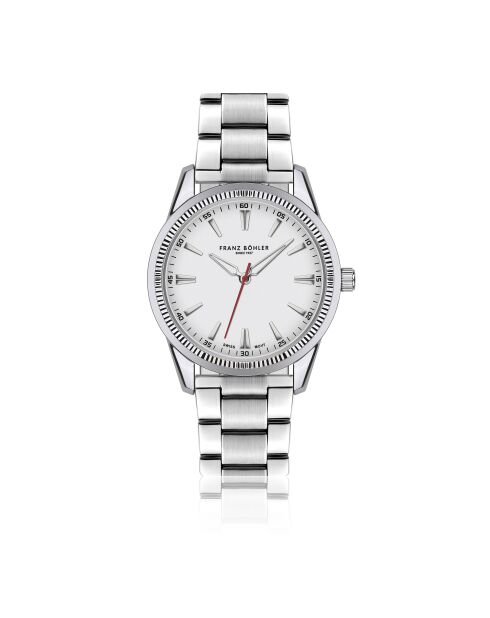 Reloj Tanay de malla fina plateado/blanco para hombre