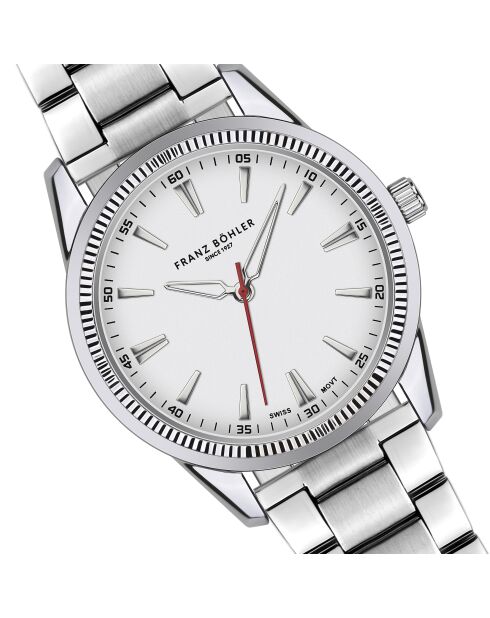 Reloj Tanay de malla fina plateado/blanco para hombre