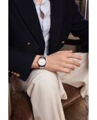 Reloj Tanay de malla fina plateado/blanco para hombre