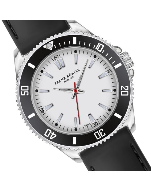 Reloj para hombre de caucho Walen negro y plateado con costuras lisas, acolchado y cosido