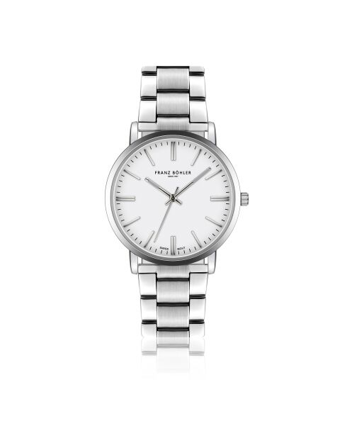 Reloj Bannalp de malla fina plateado/blanco para hombre