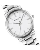 Reloj Bannalp de malla fina plateado/blanco para hombre