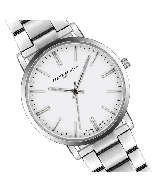 Reloj Bannalp de malla fina plateado/blanco para hombre