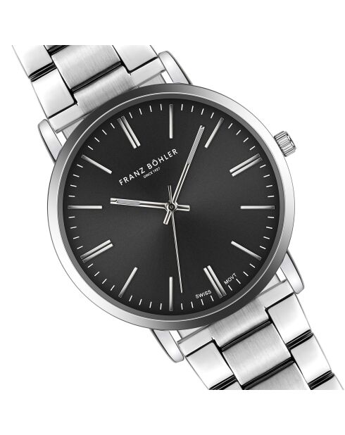 Reloj Alpnach de malla fina plateado/negro para hombre