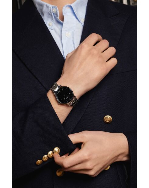 Reloj Alpnach de malla fina plateado/negro para hombre