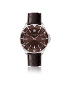 Reloj St. Moritz para hombre de piel de cocodrilo marrón acolchado y con costuras lisas