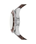 Reloj St. Moritz para hombre de piel de cocodrilo marrón acolchado y con costuras lisas