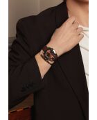 Reloj St. Moritz para hombre de piel de cocodrilo marrón acolchado y con costuras lisas