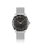 Reloj Poschiavo de malla metálica plateada/negra para hombre