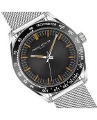 Reloj Poschiavo de malla metálica plateada/negra para hombre