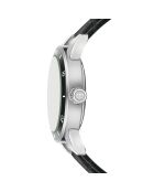 Reloj Katzensee de piel negra de cocodrilo para hombre con costuras lisas y acolchadas